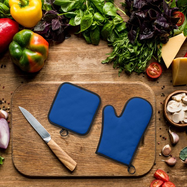 Schlichte blaue Farbe Ofenhandschuh & Topflappen-Set (Navy Blue pot holder and oven mitt)