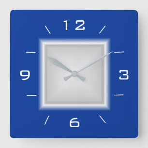 Schlichte blaues und weißes Quadrat-> Küchen-Uhr Quadratische Wanduhr