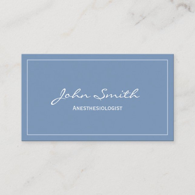 Schlichte Blue Anästhesiologin Business Card Visitenkarte (Vorderseite)