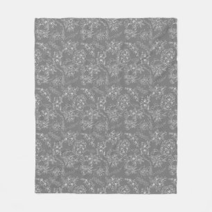 Schlichte Blume Muster 01b. Gray BG Fleecedecke