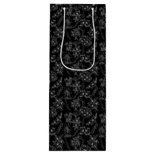Schlichte Blume Muster 01b Schwarze BG Geschenktüte Für Weinflaschen