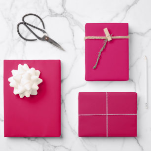 Schlichte Carmine Rubine Pink Shades 3 Tones Geschenkpapier Set