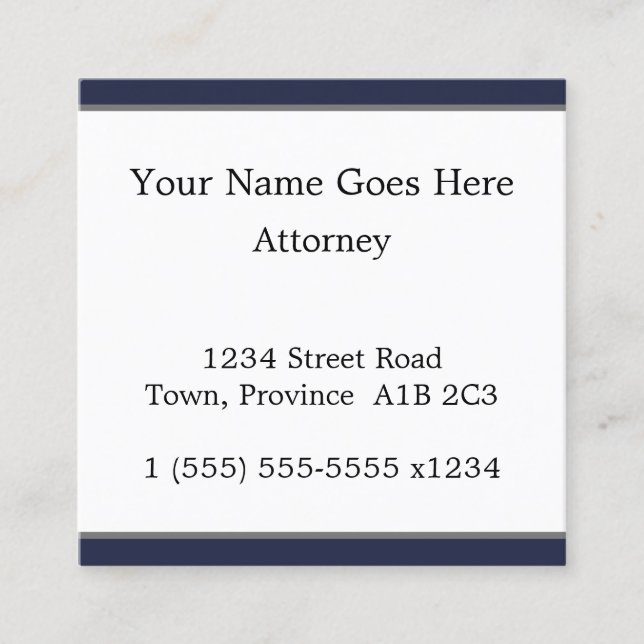 Schlichte Dapper Beruflich Lawyer Business Card Quadratische Visitenkarte (Vorderseite)