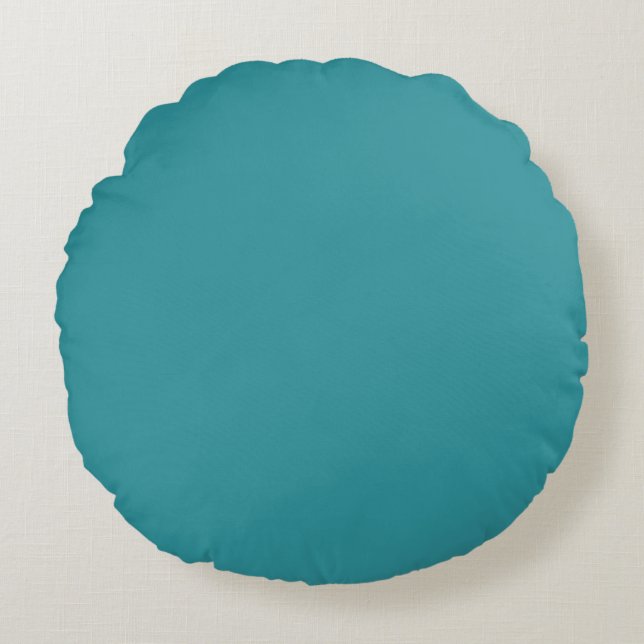 Schlichte Dunkelaquamarin Rundes Kissen (Vorderseite)