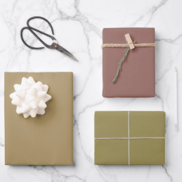 Schlichte dunkelbeige Kastanienbraun Schatten 3 Tö Geschenkpapier Set