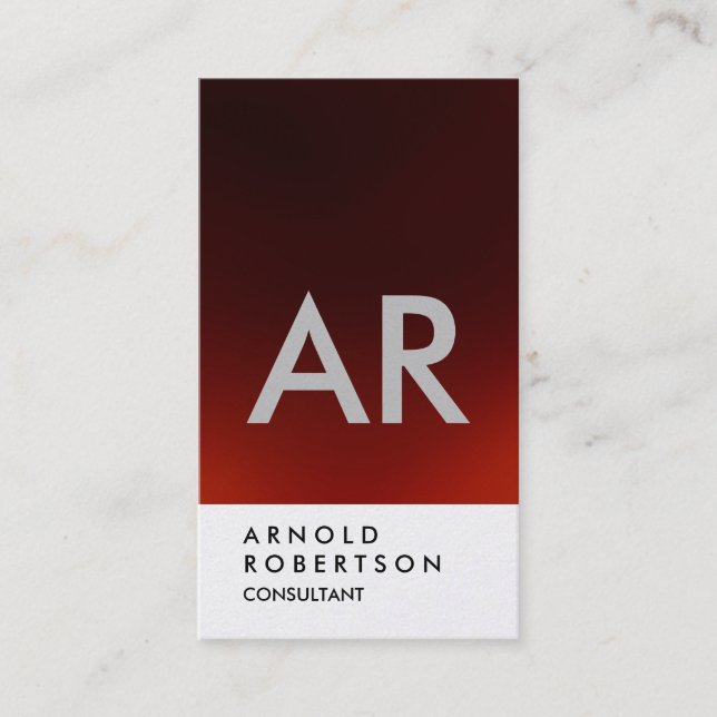 Schlichte dunkelrote Monogram-Visitenkarte Visitenkarte (Vorderseite)