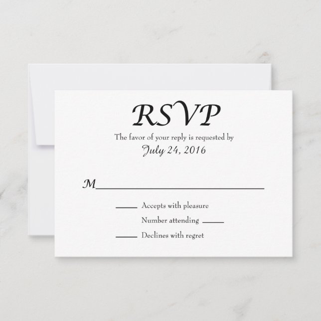 Schlichte einfache Hochzeitkarten RSVP Karte (Vorderseite)