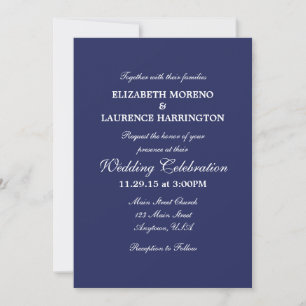 Schlichte Einladung zur Hochzeit von Navy Blue