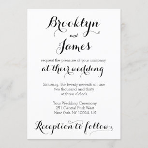 Schlichte Einladungen zu Weißen Hochzeiten Braut u