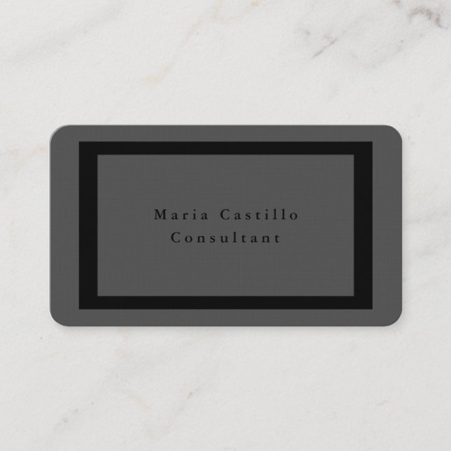 Schlichte Elegant Gray Black Bold Border Minimalis Visitenkarte (Vorderseite)