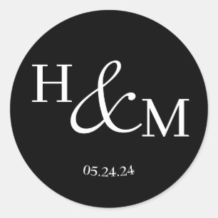 Schlichte elegante moderne monogrammierte Hochzeit Runder Aufkleber