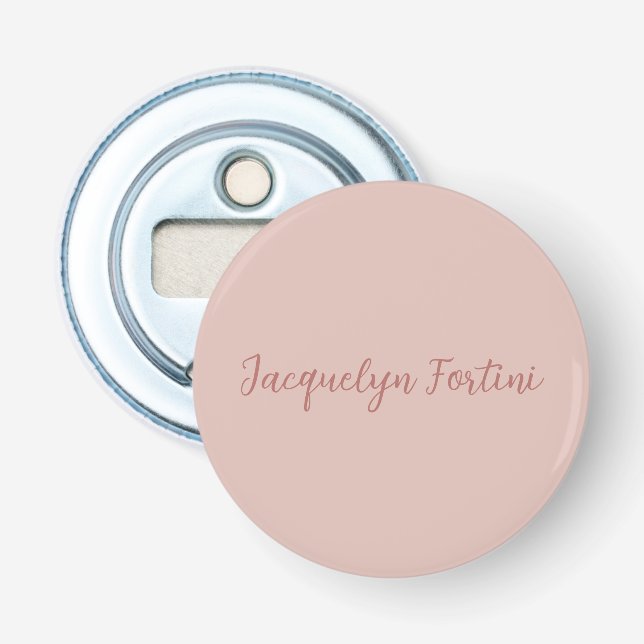 Schlichte Elegante Rose Goldene Kalligraphie Flaschenöffner (Vorderseite)