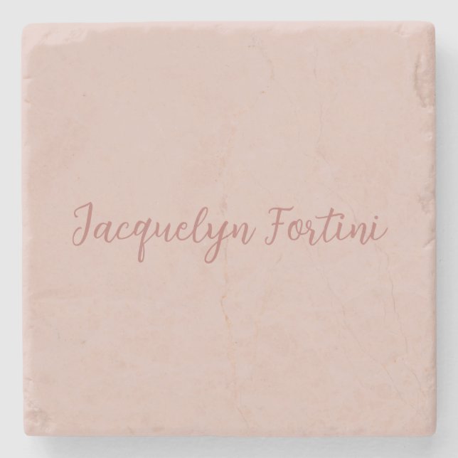 Schlichte Elegante Rose Goldene Kalligraphie Steinuntersetzer (Vorderseite)