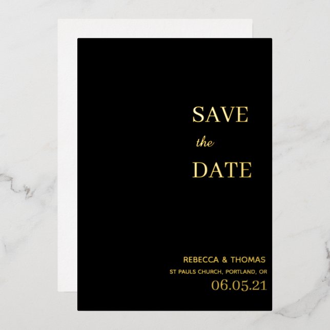 schlichte Eleganz, ohne Foto Save the Date Folieneinladung (Vorderseite/Rückseite)