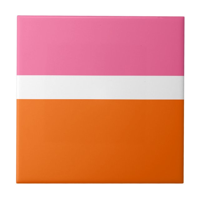 Schlichte Farbblockgestaltung in rosa, orange Fliese (Vorderseite)