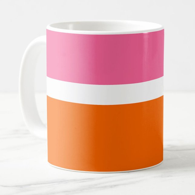Schlichte Farbblockgestaltung in rosa, orange Kaffeetasse (Von Creator hochgeladen)