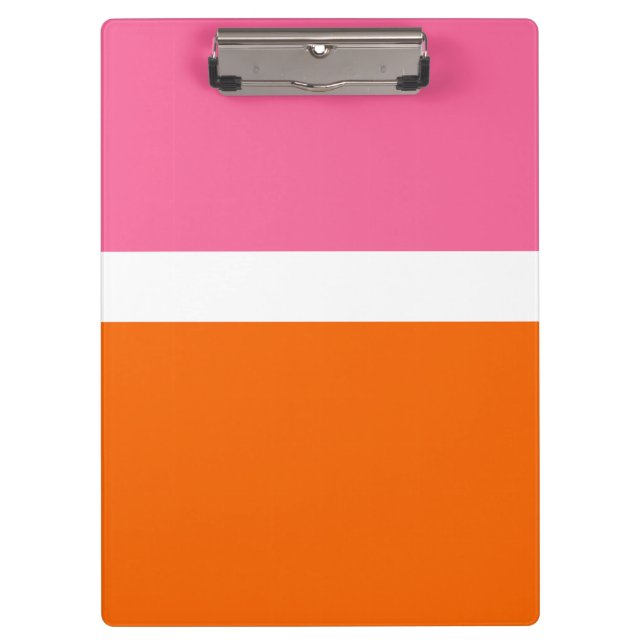 Schlichte Farbblockgestaltung in rosa, orange Klemmbrett (Vorderseite)