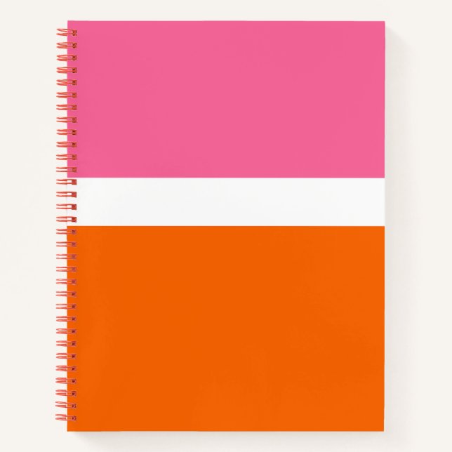 Schlichte Farbblockgestaltung in rosa, orange Notizbuch (Vorderseite)