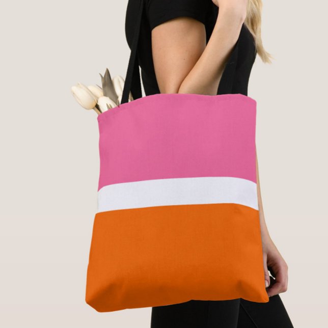 Schlichte Farbblockgestaltung in rosa, orange Tasche (Von Creator hochgeladen)