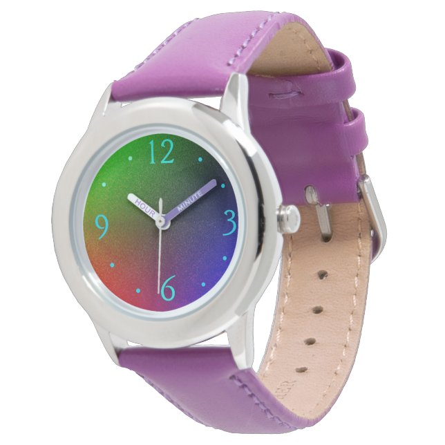 Schlichte Farbige Gesichtshaut Blau Nein's>Mädchen Armbanduhr (Schrägansicht)