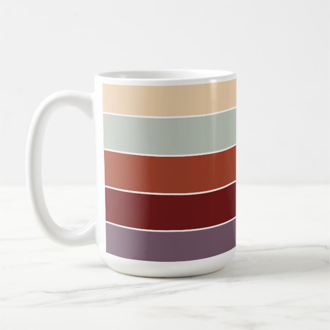Schlichte Farbstreifen warme Herbstfarben Kaffeetasse (Links)