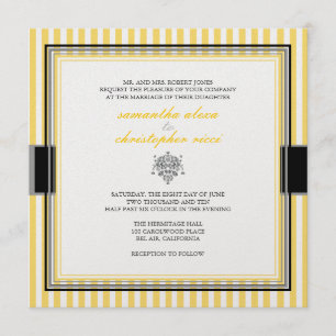 Schlichte gelbe Streifen Hochzeitsempfang Einladung