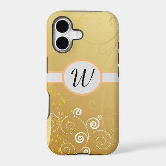 Schlichte, goldgelbe und weiße Wirbel, Monogramm