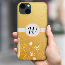 Schlichte, goldgelbe und weiße Wirbel, Monogramm