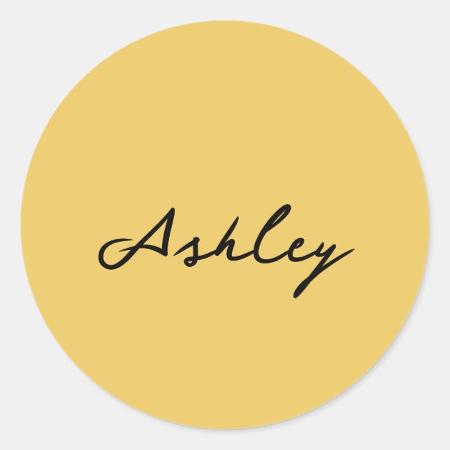 Schlichte Goldschrift personalisiert Runder Aufkleber (Vorderseite)