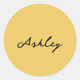 Schlichte Goldschrift personalisiert Runder Aufkleber
