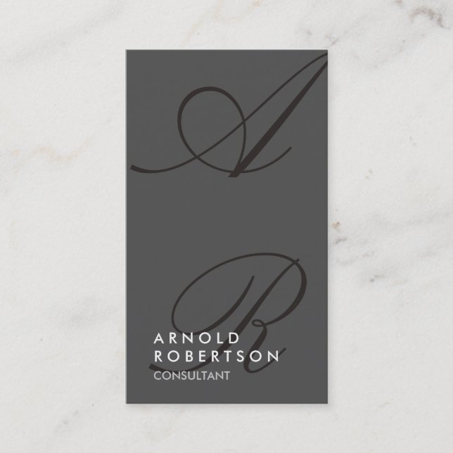 Schlichte Grau Black Trendy Monogram Business Card Visitenkarte (Vorderseite)