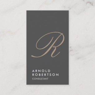 Schlichte, graue Beige Trendy Monogram Business Ca Visitenkarte