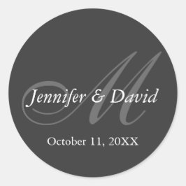 Schlichte graue Monogramm Brautbräuche Runder Aufkleber