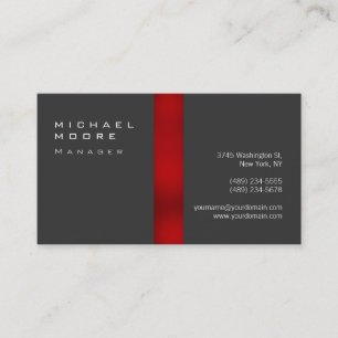 Schlichte Graue Red Strip Manager-Visitenkarte Visitenkarte
