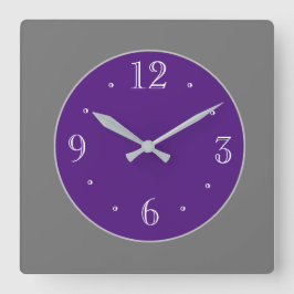 Schlichte, graue und Lila Wandklemme Quadratische Wanduhr