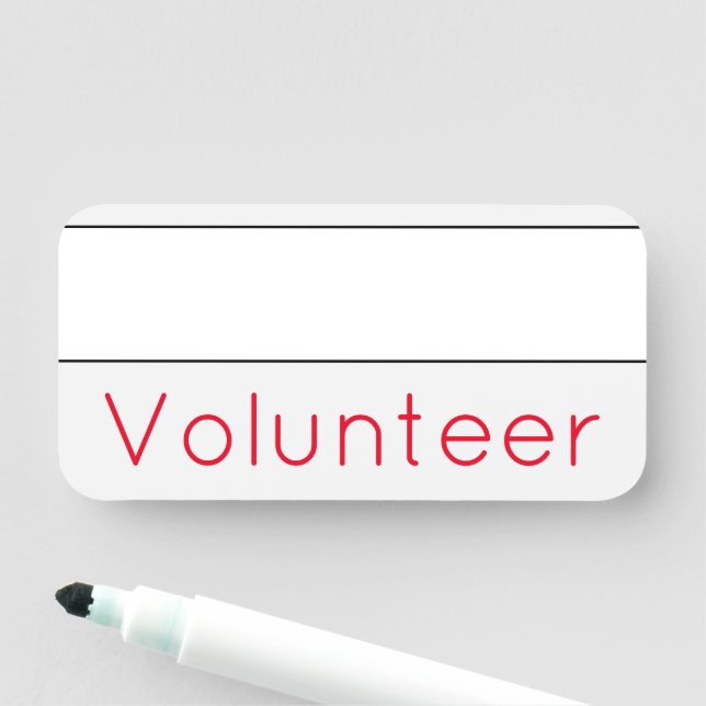 Schlichte, grundlegende "Volunteer Name"-Markierun Namensschild (Beispiel)