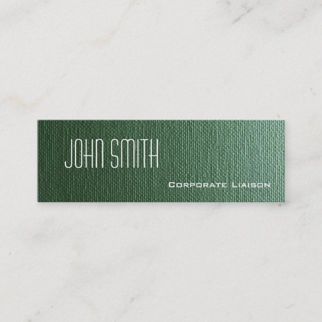 Schlichte grüne Leinwand Slim Modern Business Card Mini Visitenkarte (Vorderseite)