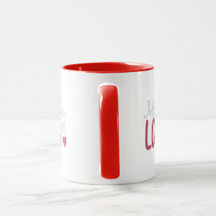 Schlichte Herztypografie Rote Zweifarben-Tasse Tasse
