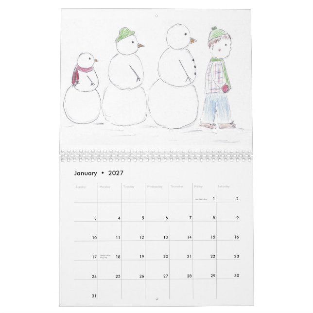 Schlichte Kinder Kalender (Jan 2027)