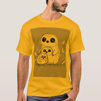 schlichte Kontur und Panda-Design T-Shirt