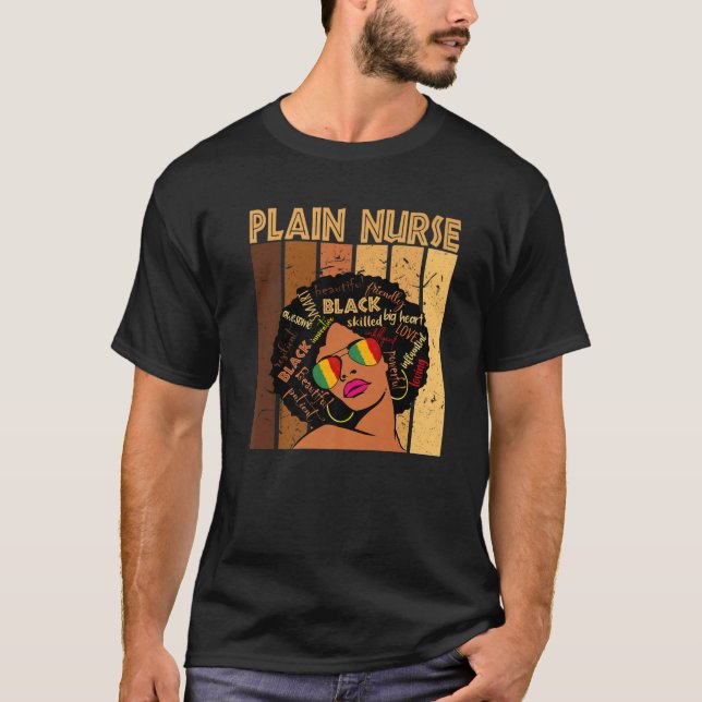 Schlichte Krankenschwester Afro American Women Bla T-Shirt (Vorderseite)