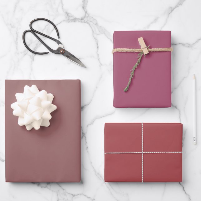Schlichte Kupfer Rose Vale Pink Schatten 3 Töne Geschenkpapier Set (Vorderseite)