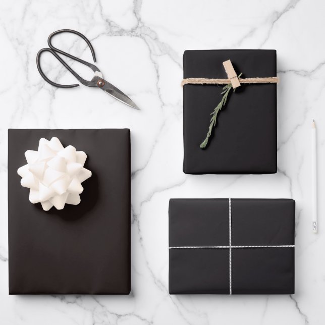 Schlichte Lakritze in Schwarz-Schatten 3 Töne Geschenkpapier Set (Vorderseite)