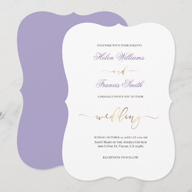 schlichte Lavendelhochzeit Einladung (Vorne/Hinten)