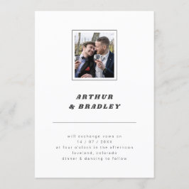 Schlichte Minimalistische Foto-Hochzeit Einladung