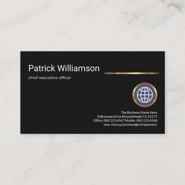 Schlichte Minimalistische Gold Line CEO Start Visitenkarte (Vorderseite)