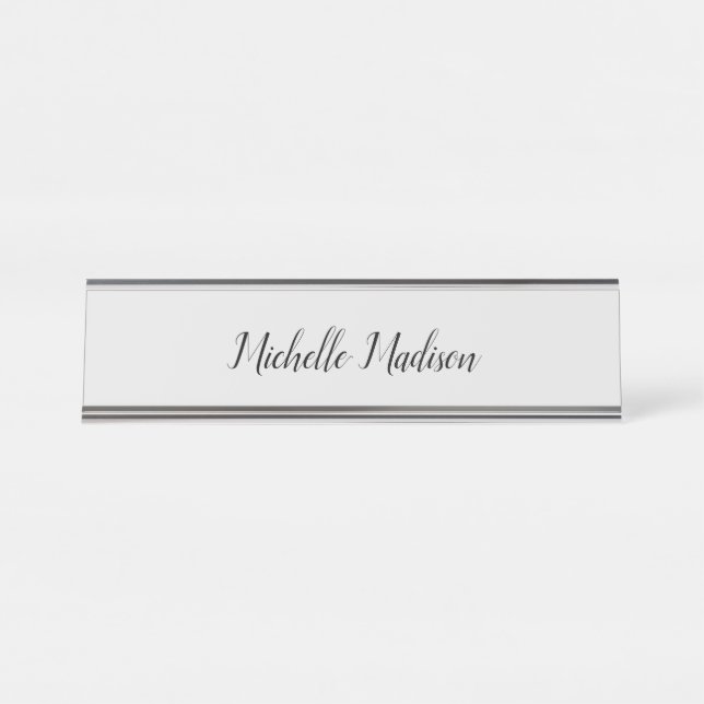 Schlichte Minimalistische moderne Handschriftkalli Schreibtischnamensplakette (Vorderseite )
