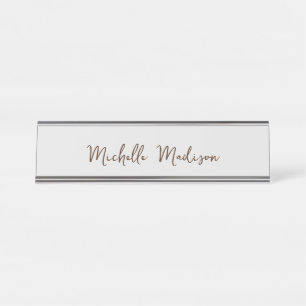 Schlichte Minimalistische moderne Handschriftkalli Schreibtischnamensplakette