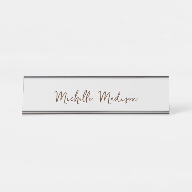 Schlichte Minimalistische moderne Handschriftkalli Schreibtischnamensplakette (Vorderseite )