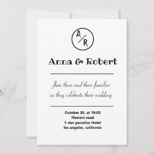 schlichte, moderne, minimalistische Hochzeit Einladung